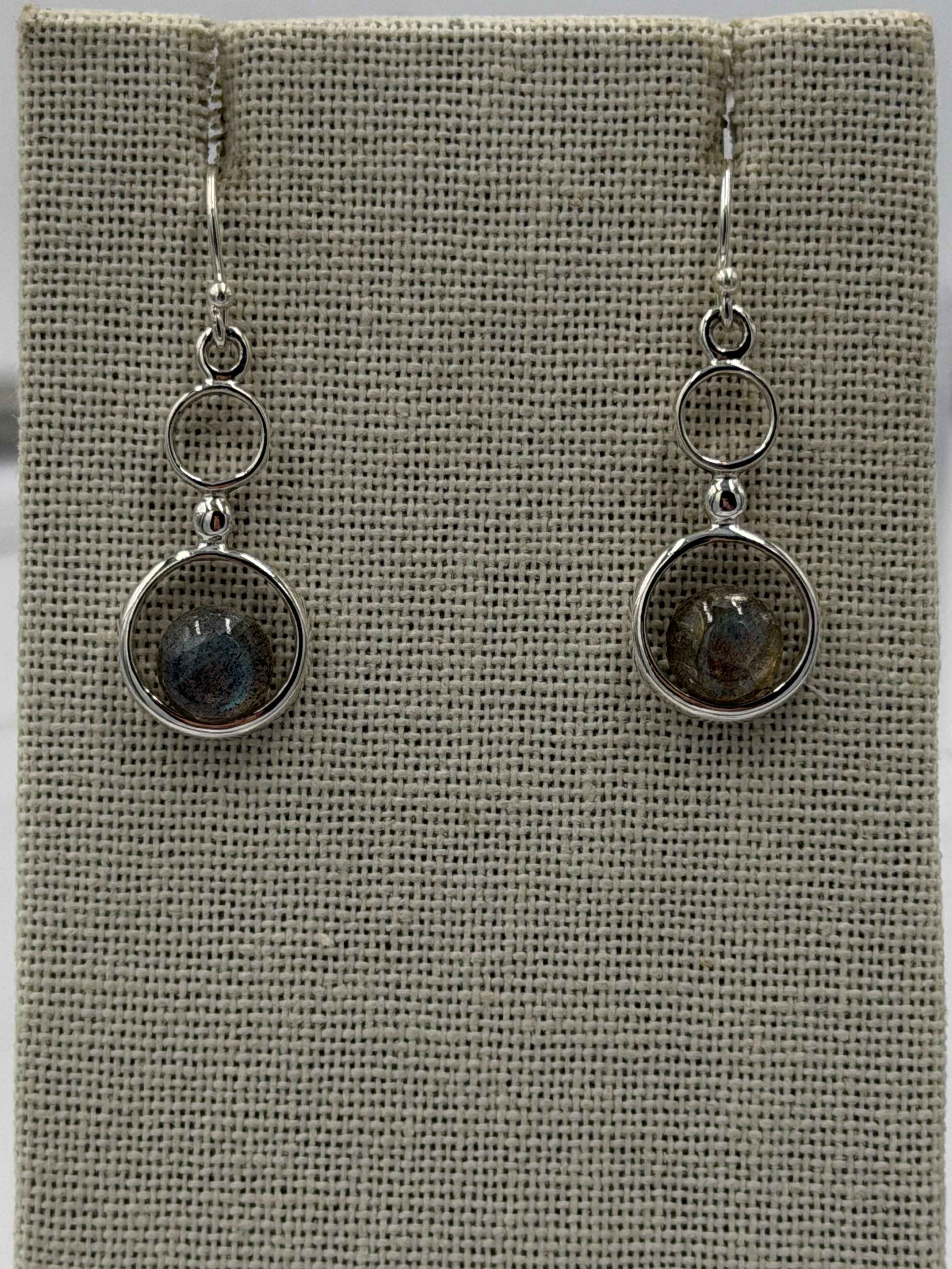 Sterling Silver Double Bubble Labradorite Dangle Earrings | Earrings | Wiccan Center