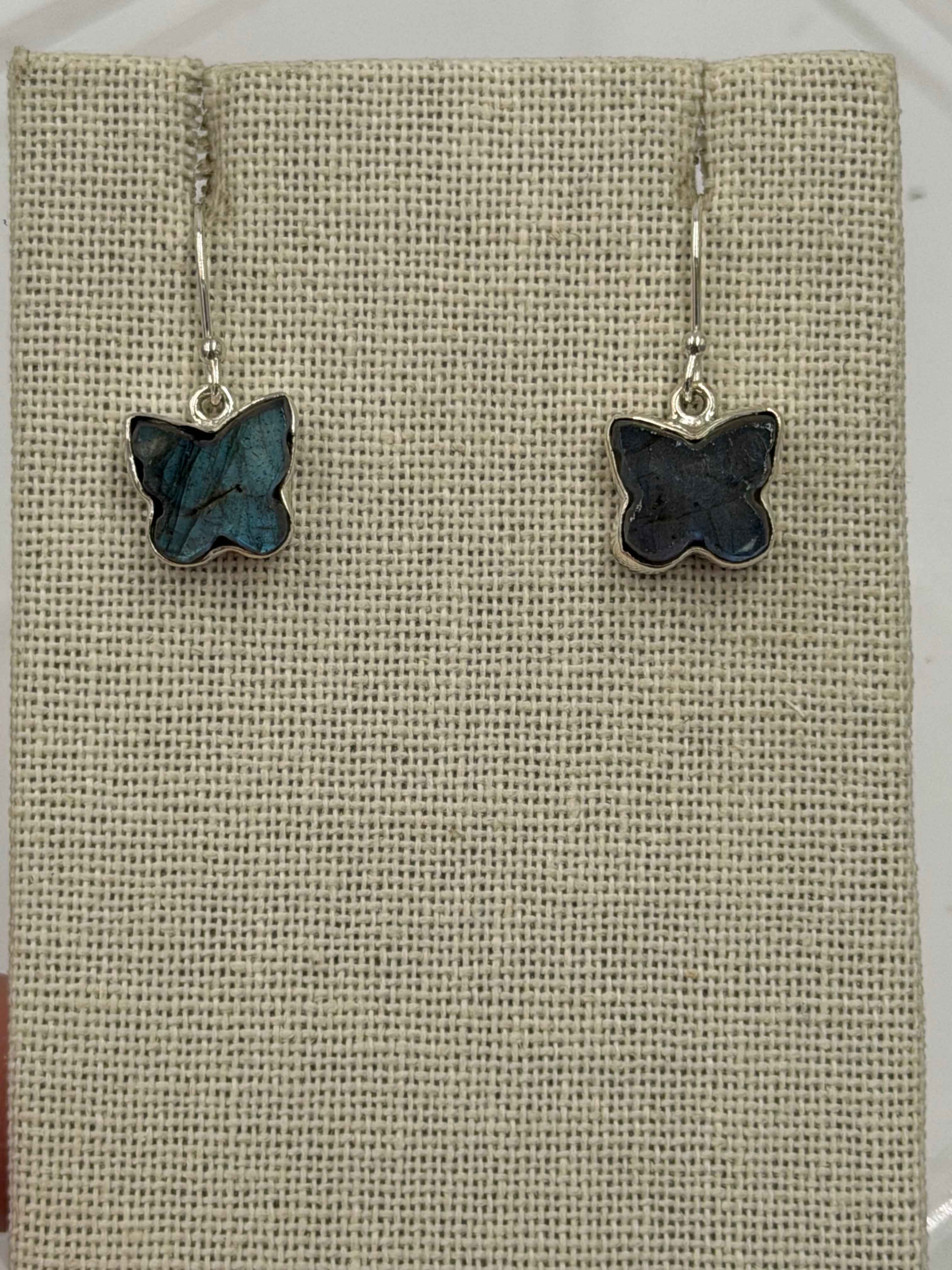 Sterling Silver Butterfly Labradorite Dangle Earrings | Earrings | Wiccan Center