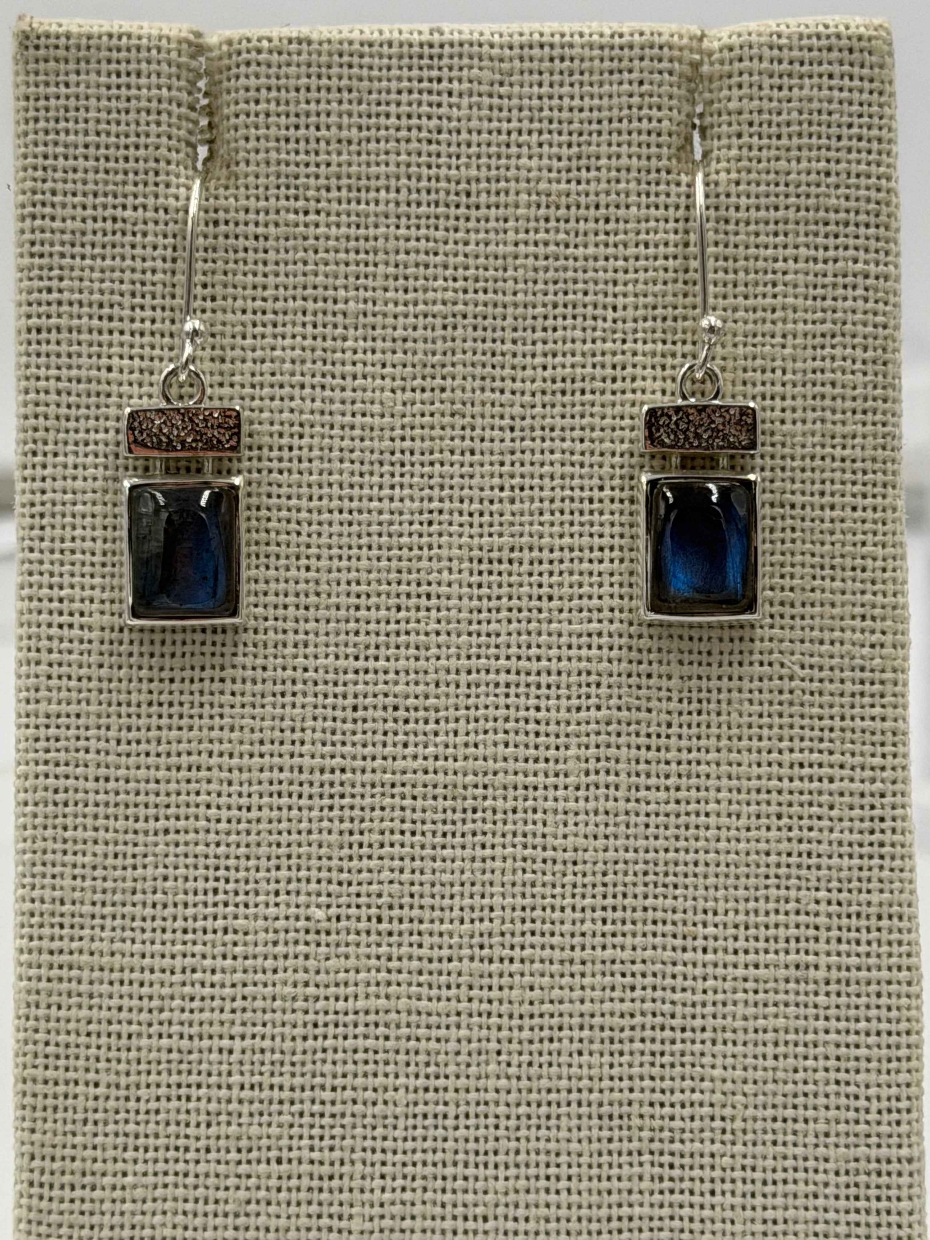 Sterling Silver Square Labradorite Dangle Earrings | Earrings | Wiccan Center