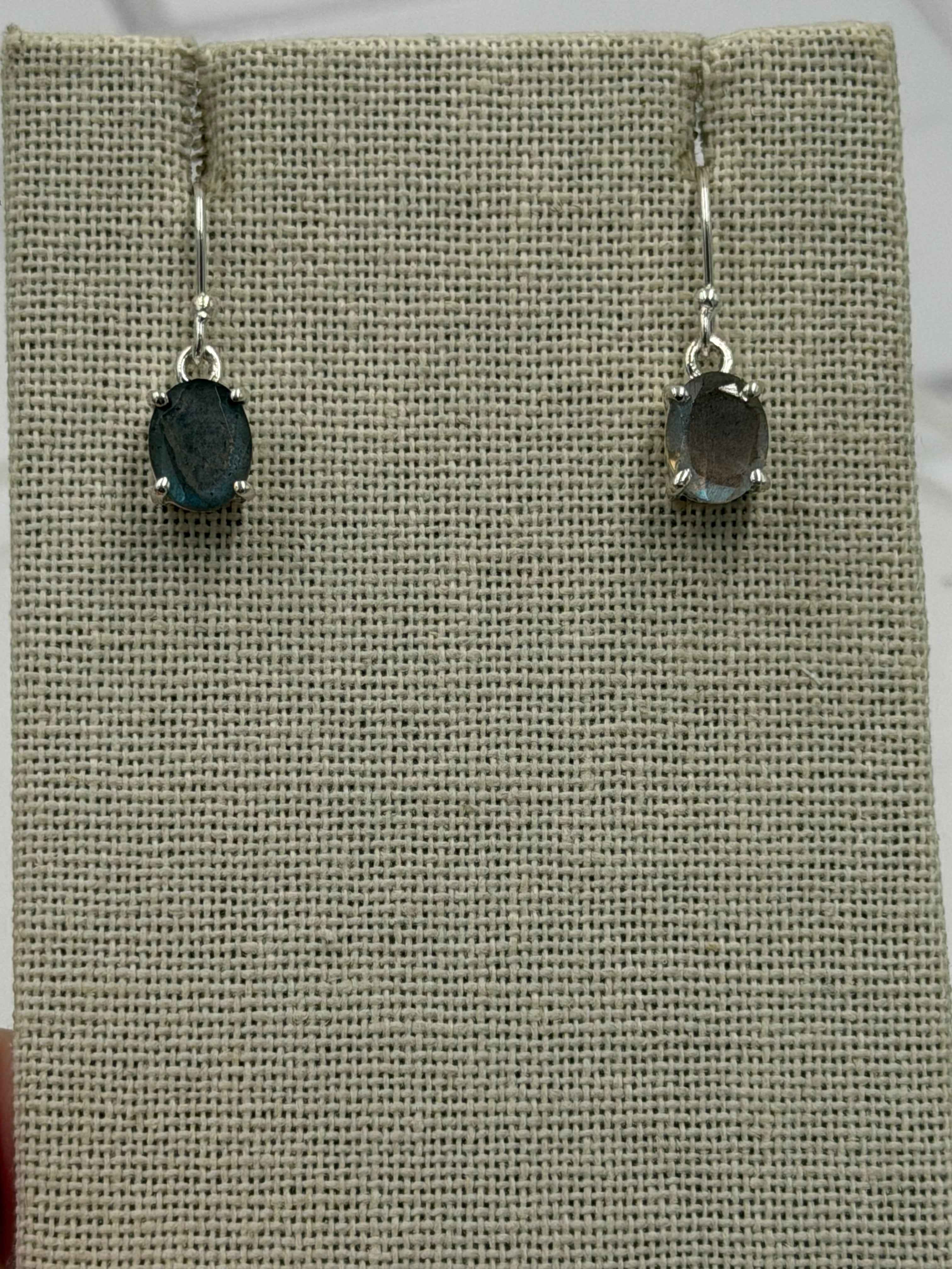 Sterling Silver Oval Labradorite Dangle Earrings | Earrings | Wiccan Center