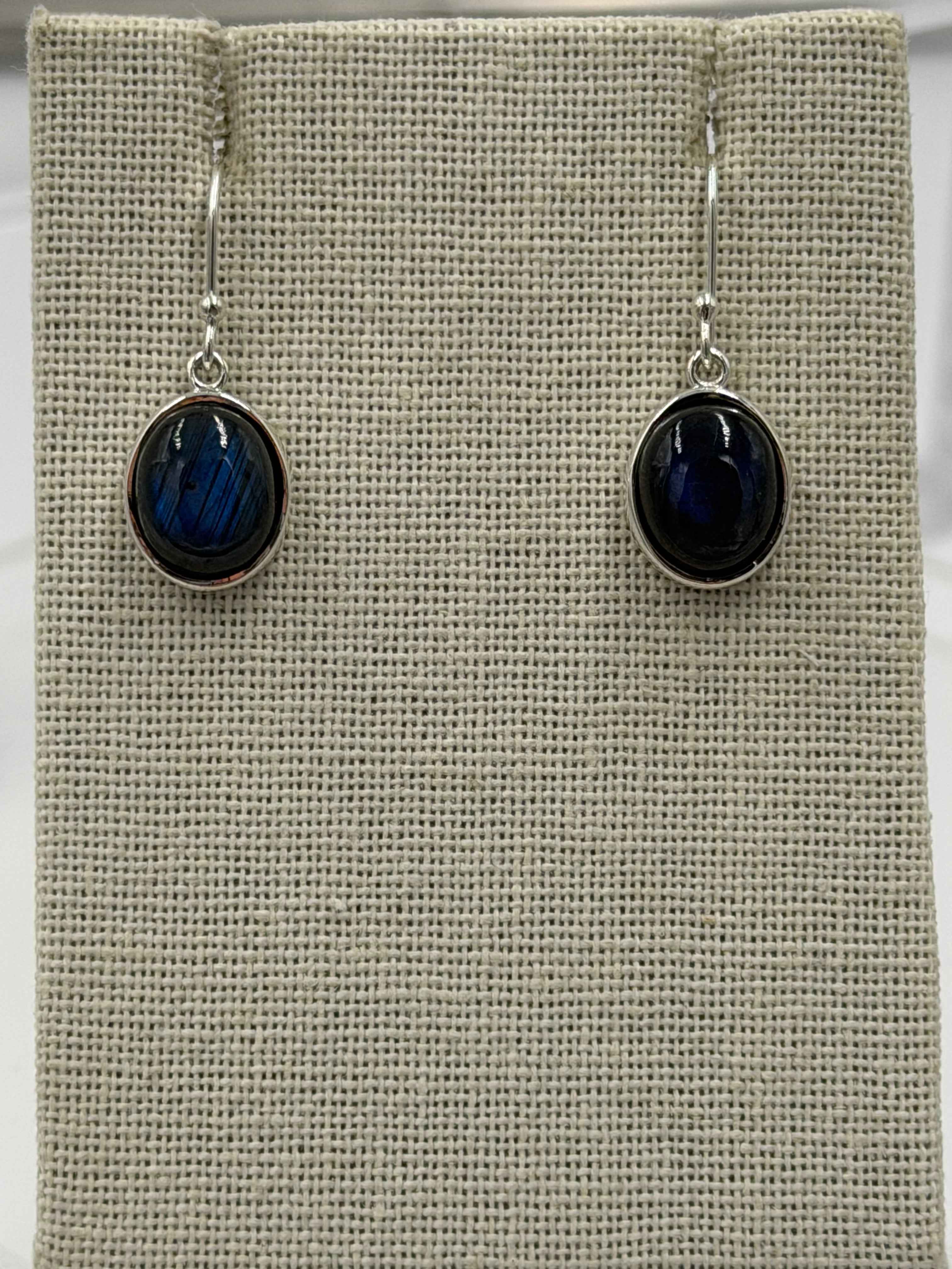 Sterling Silver Bezeled Labradorite Dangle Earrings | Earrings | Wiccan Center