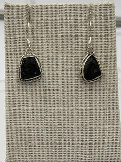 Sterling Silver Rope Bezeled Moldavite Dangle Earrings Size 1 | Earrings | Wiccan Center