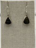 Sterling Silver Bezeled Moldavite Dangle Earrings | Earrings | Wiccan Center