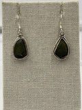 Sterling Silver Lined Bezeled Moldavite Dangle Earrings | Earrings | Wiccan Center