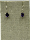 Sterling Silver Oval Amethyst Dangle Earrings | Earrings | Wiccan Center