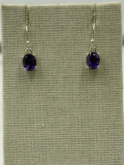 Sterling Silver Oval Amethyst Dangle Earrings | Earrings | Wiccan Center