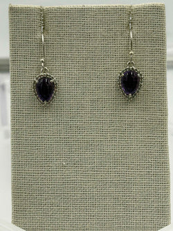 Sterling Silver Sparkled Inverted Teardrop Amethyst Dangle Earrings | Earrings | Wiccan Center