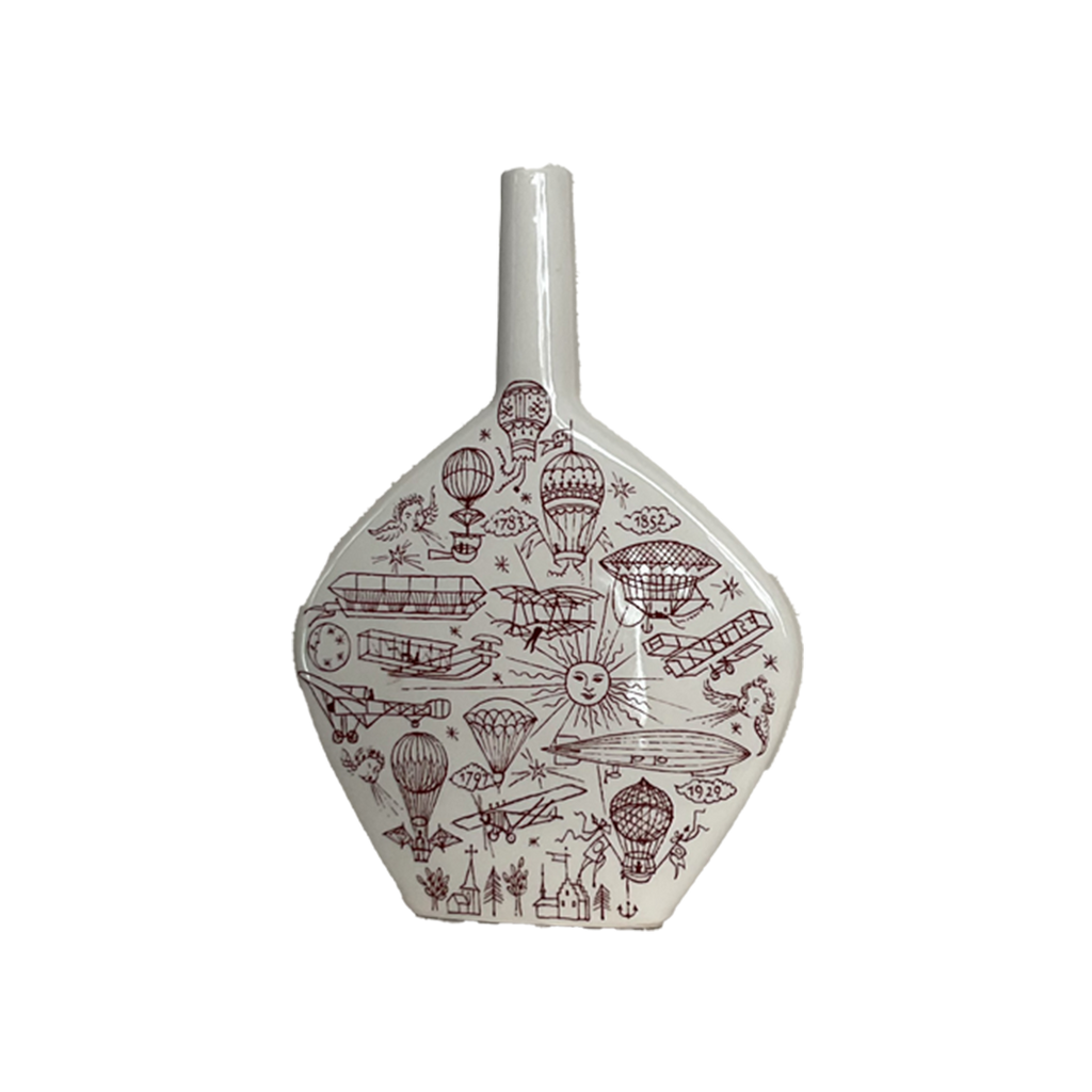 Vintage Ceramic Vase with Burgundy Design