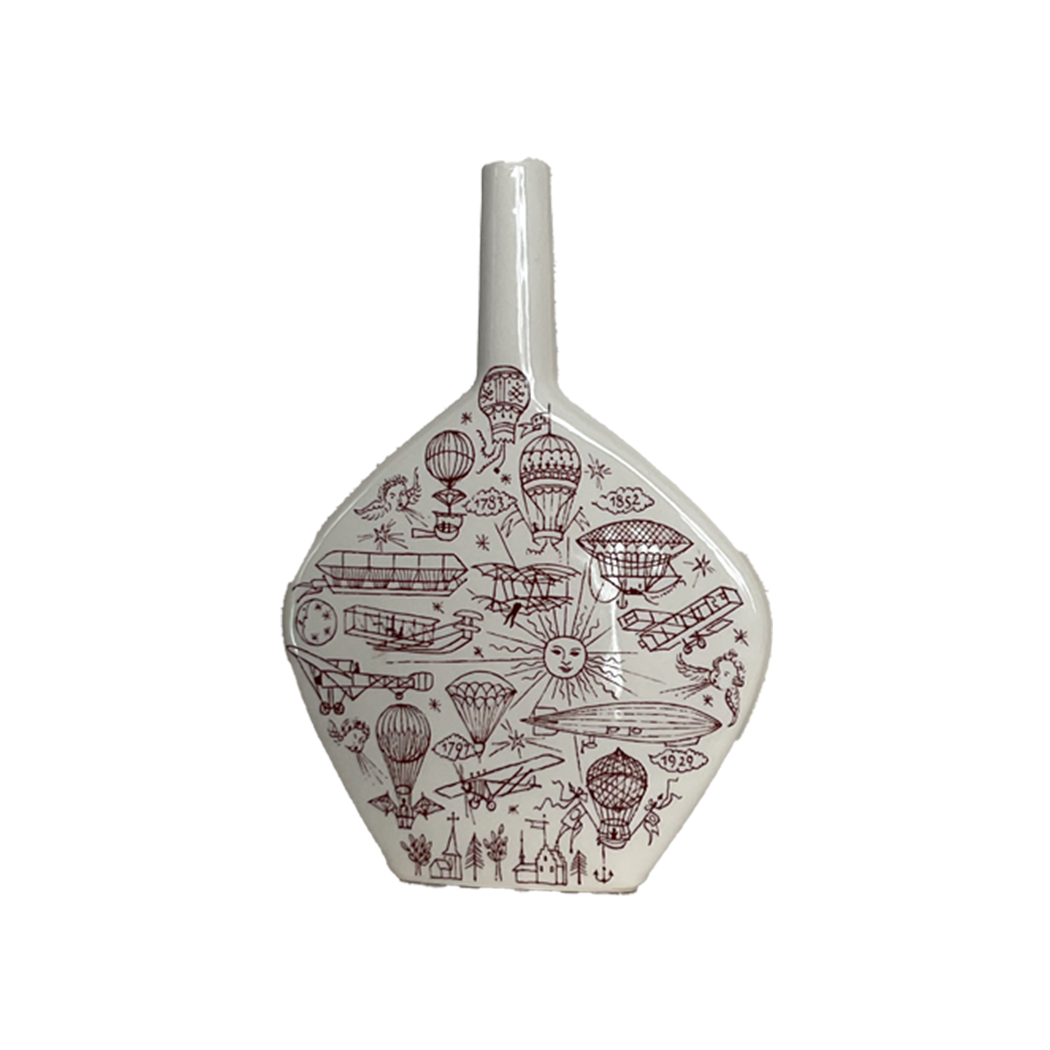 Vintage Ceramic Vase with Burgundy Design