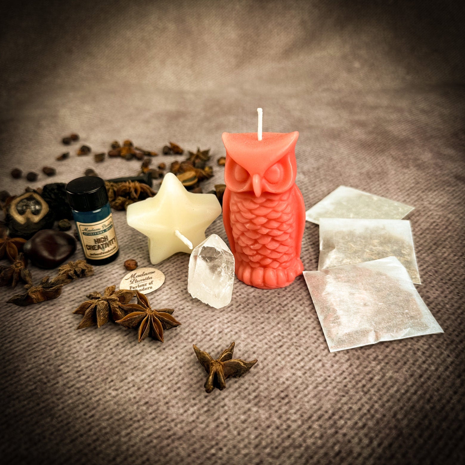 Wise Owl Wishing Star Candle Spell Kit - Wisdom & Success | Candle Spell Kit | Wiccan Center