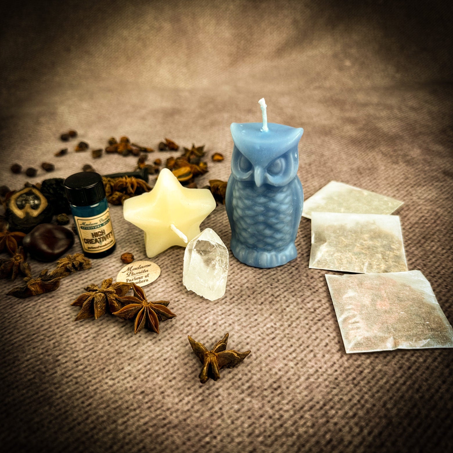 Wise Owl Wishing Star Candle Spell Kit - Wisdom & Success | Candle Spell Kit | Wiccan Center
