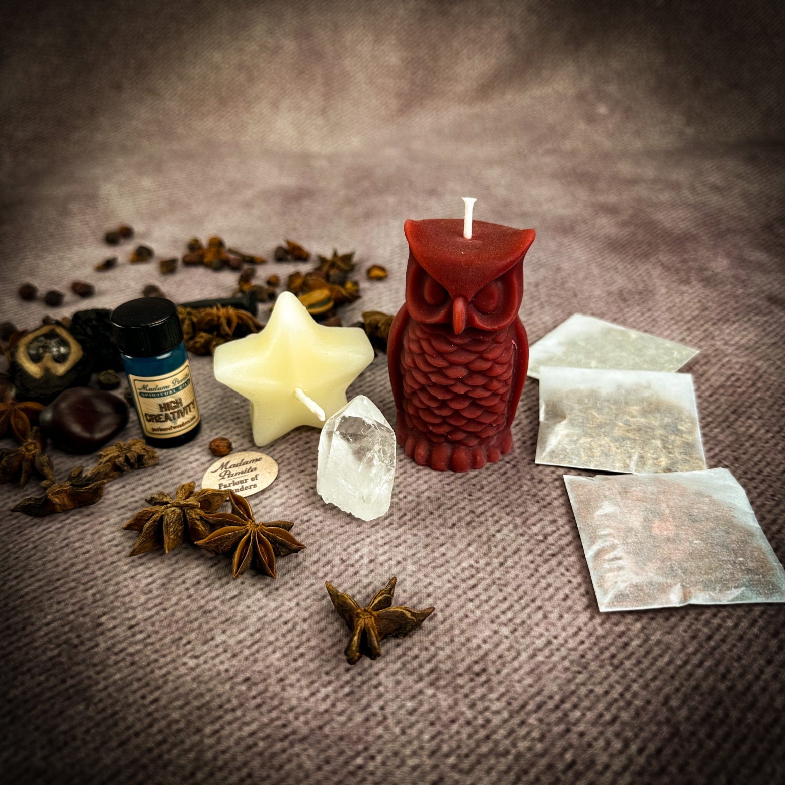 Wise Owl Wishing Star Candle Spell Kit - Wisdom & Success | Candle Spell Kit | Wiccan Center