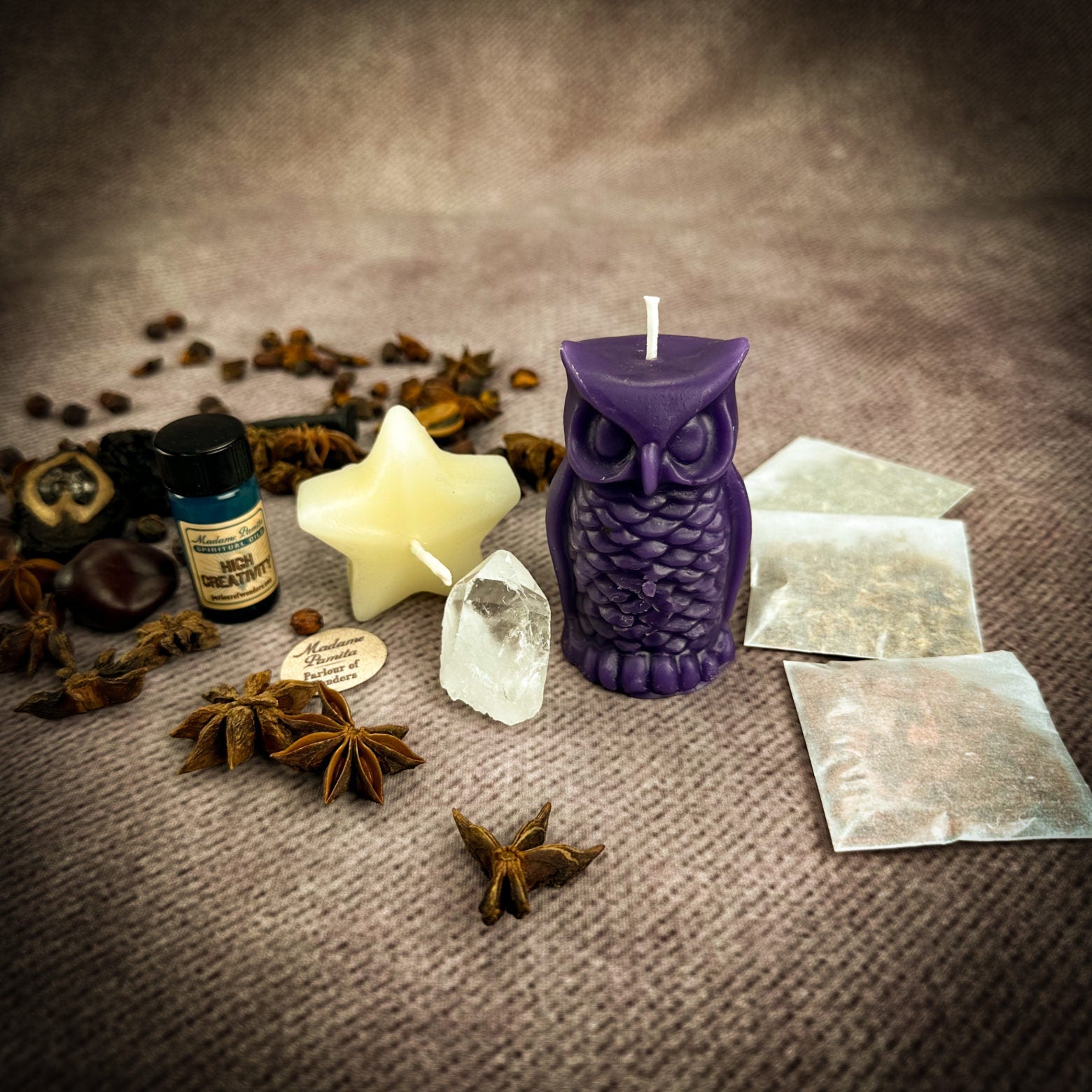 Wise Owl Wishing Star Candle Spell Kit - Wisdom & Success | Candle Spell Kit | Wiccan Center