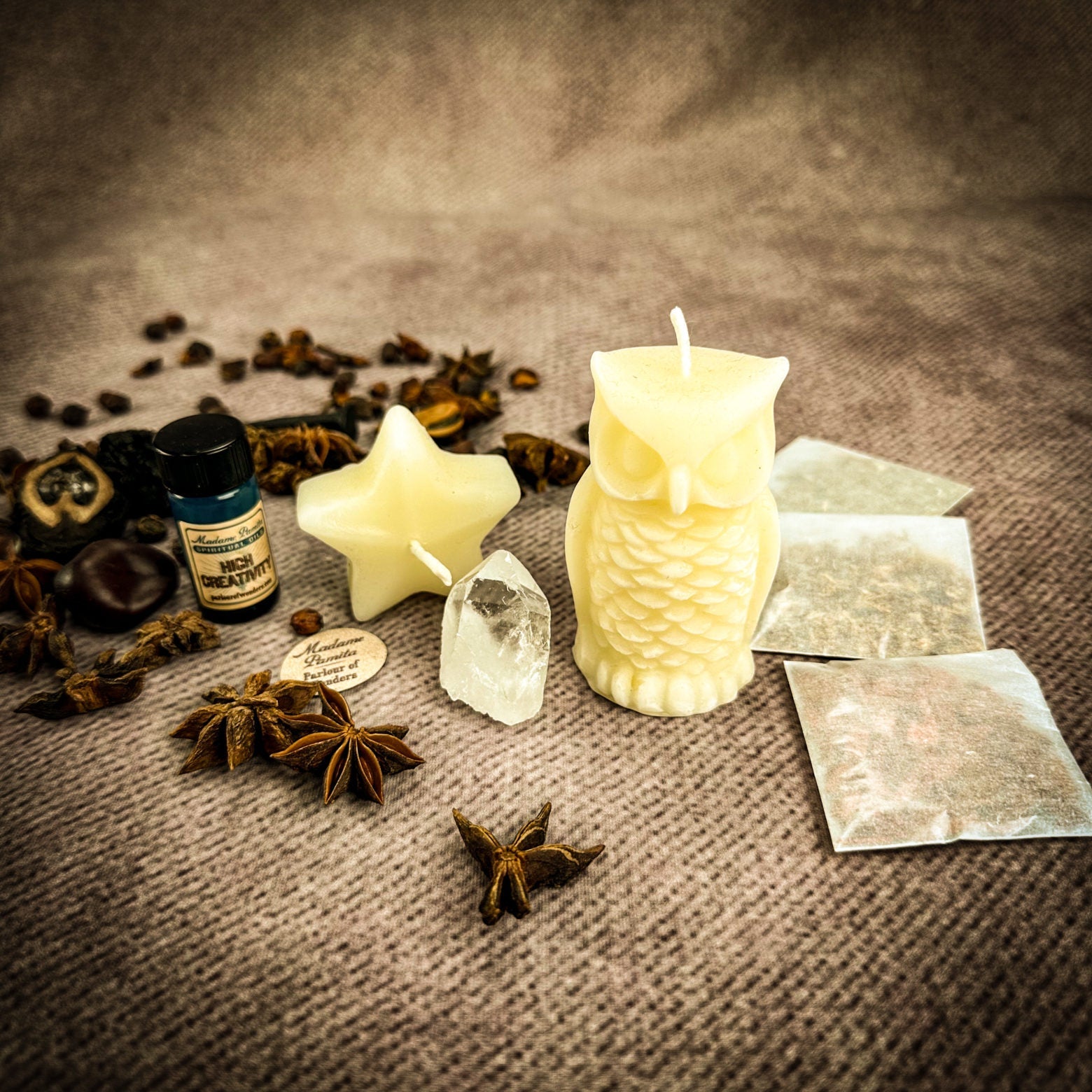 Wise Owl Wishing Star Candle Spell Kit - Wisdom & Success | Candle Spell Kit | Wiccan Center