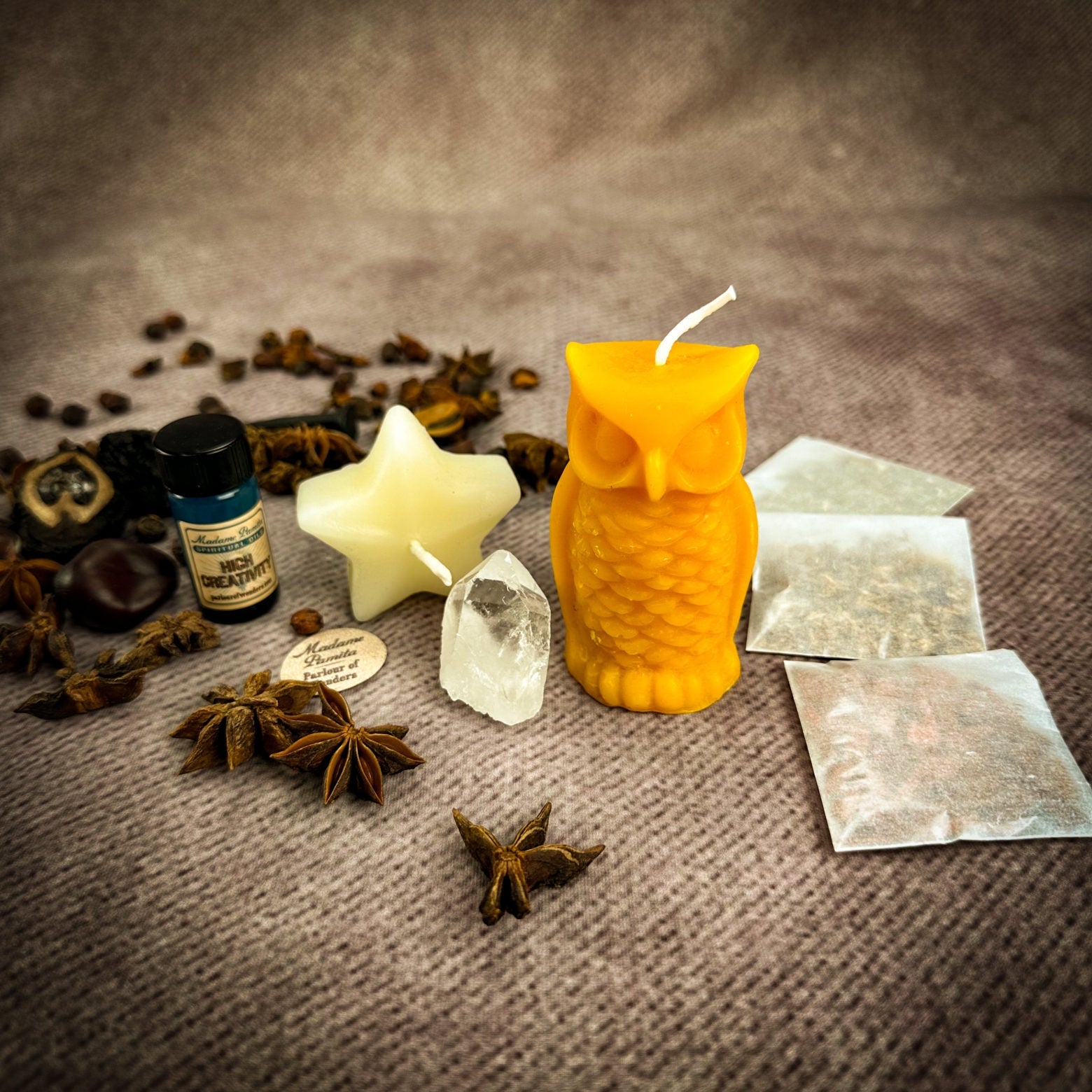 Wise Owl Wishing Star Candle Spell Kit - Wisdom & Success | Candle Spell Kit | Wiccan Center