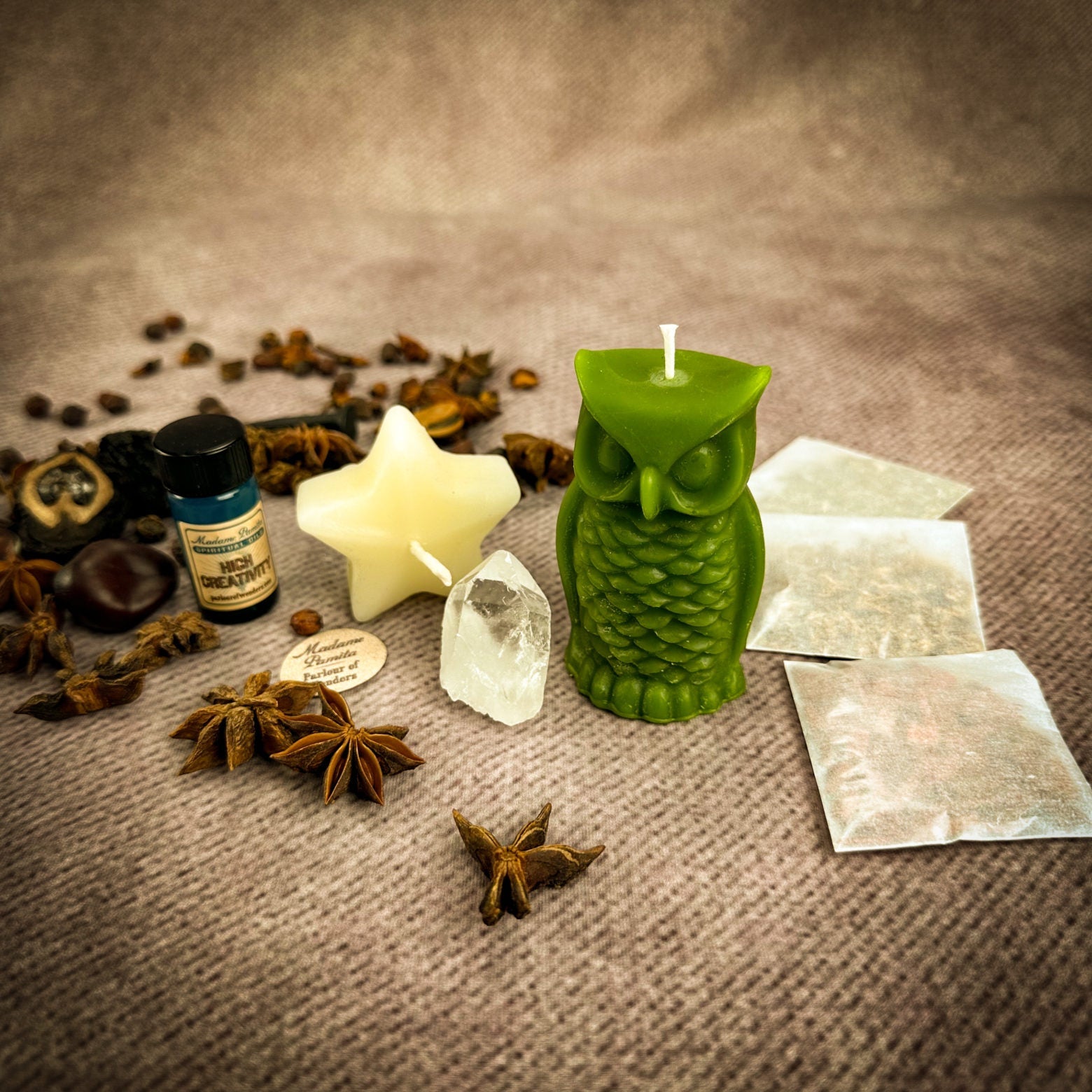 Wise Owl Wishing Star Candle Spell Kit - Wisdom & Success | Candle Spell Kit | Wiccan Center