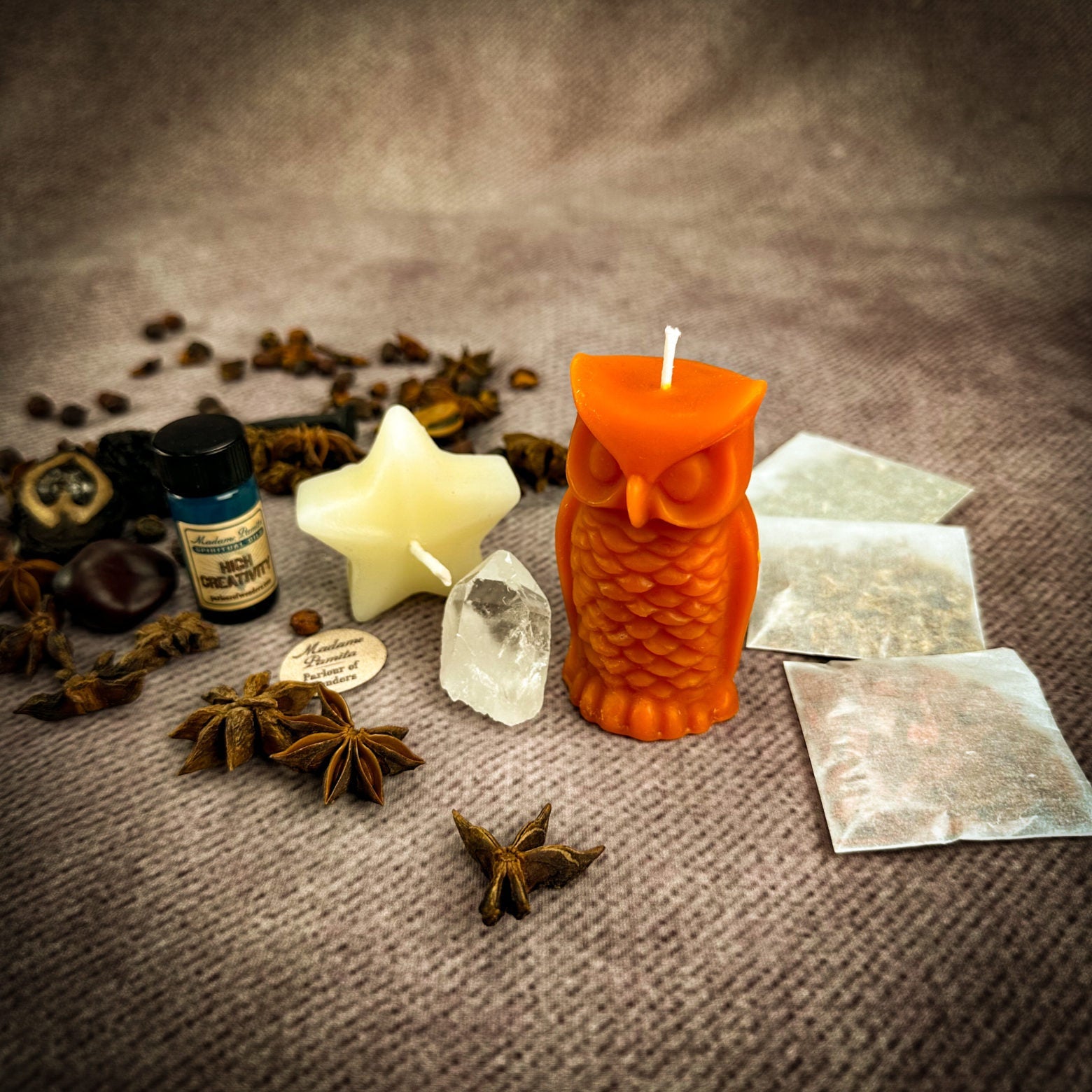 Wise Owl Wishing Star Candle Spell Kit - Wisdom & Success | Candle Spell Kit | Wiccan Center