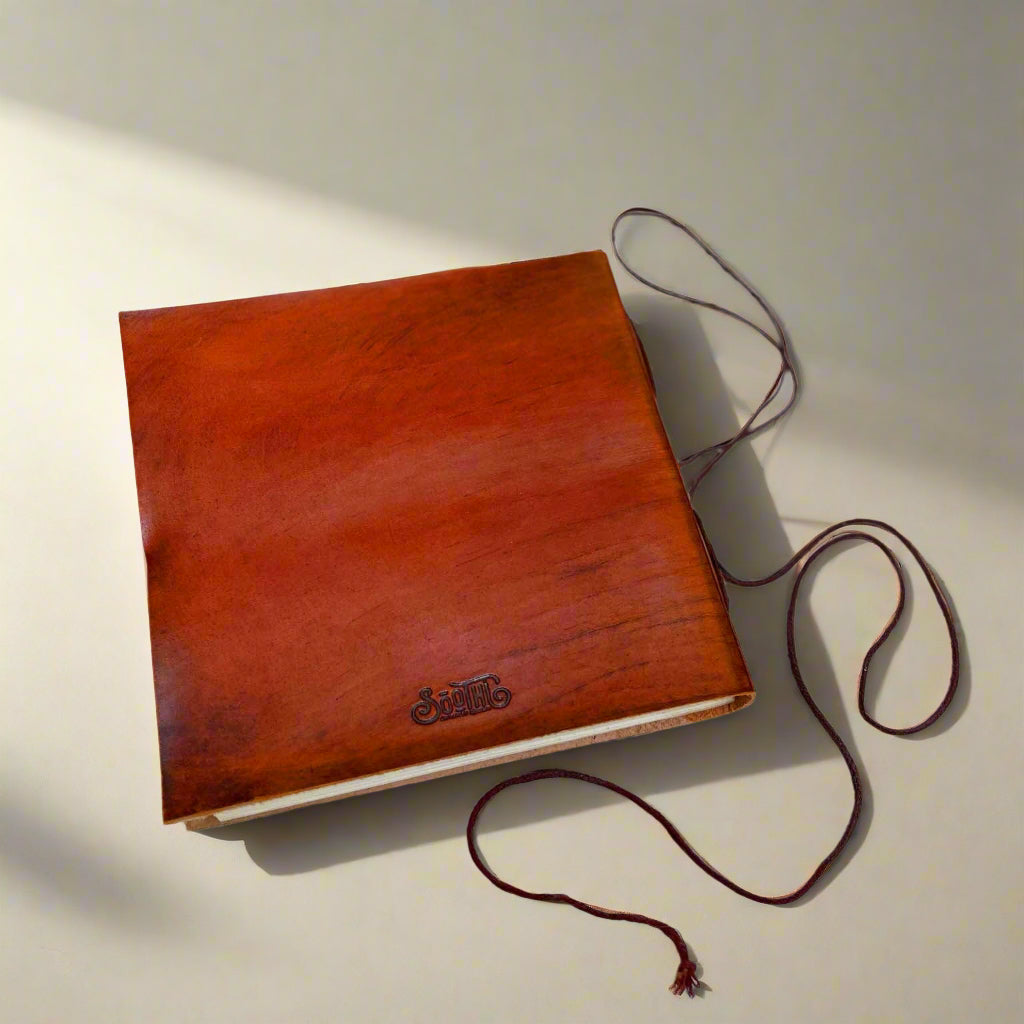 World Map 7x7 Artist Handmade Leather Journal | Journal | Wiccan Center