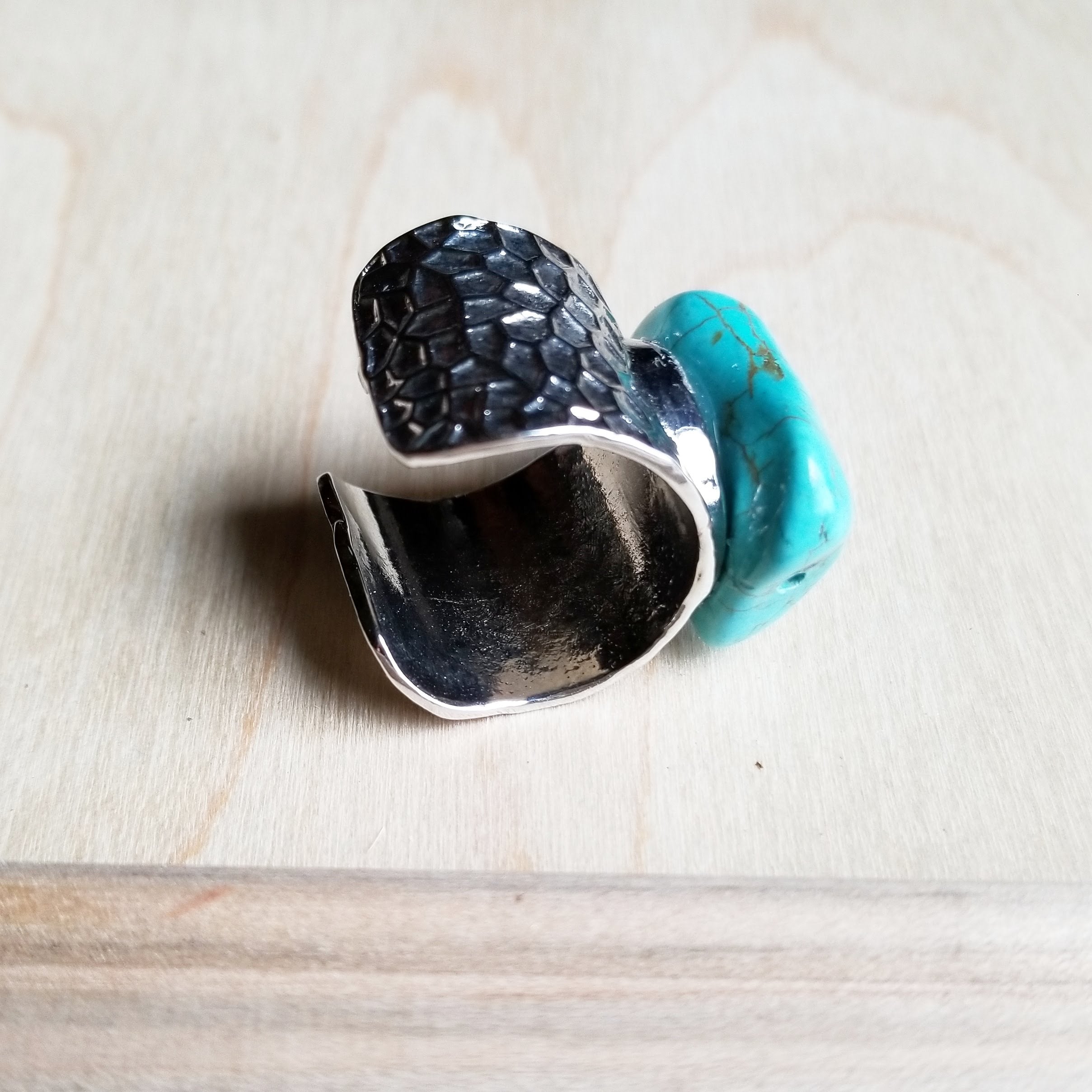 **Turquoise Chunk on Cuff Ring 012o | Ring | Wiccan Center