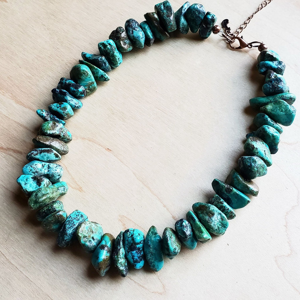 Chunky Genuine Natural Turquoise Beaded Collar Necklace 245b
