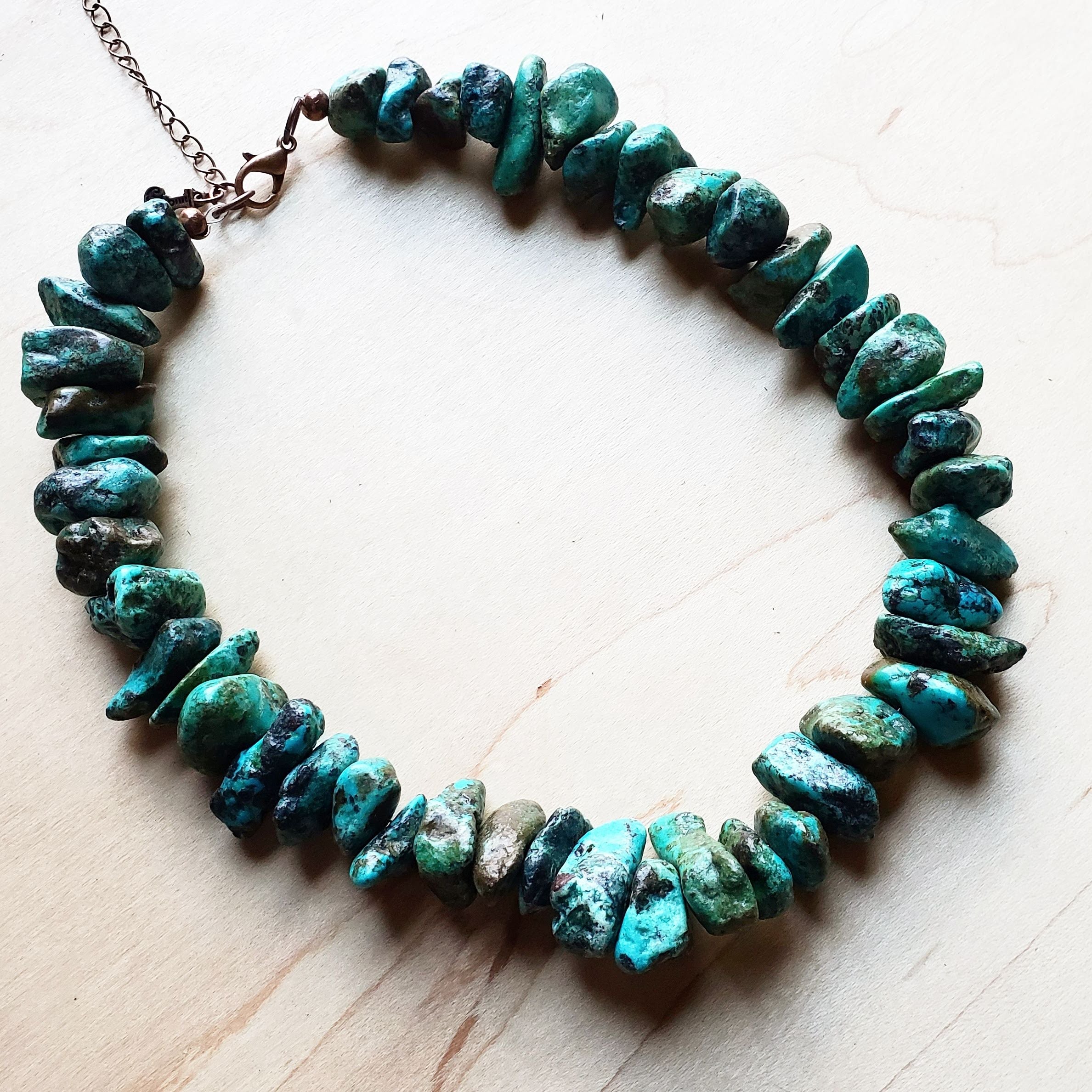 Chunky Genuine Natural Turquoise Beaded Collar Necklace 245b