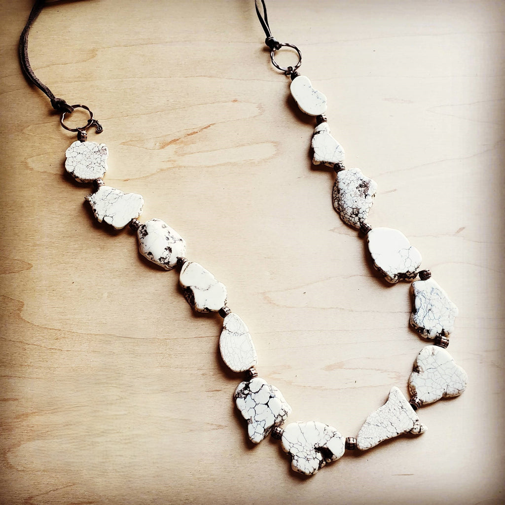 White Turquoise Slab Necklace with Leather Closure 228O | Necklace | Wiccan Center