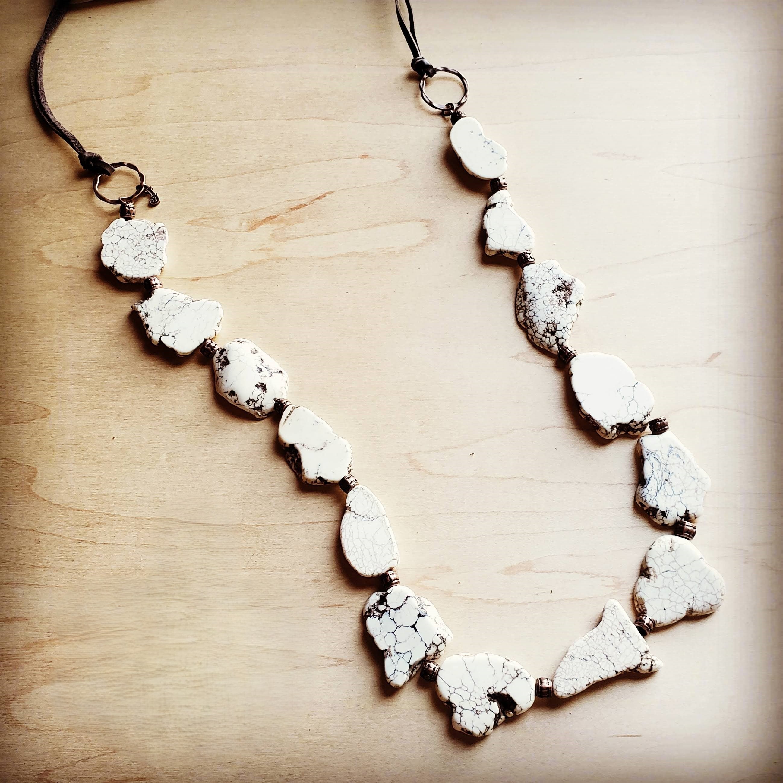 White Turquoise Slab Necklace with Leather Closure 228O | Necklace | Wiccan Center