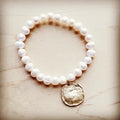 Freshwater Pearl Bracelet with Matte Gold Coin 804m | Bracelet | Wiccan Center