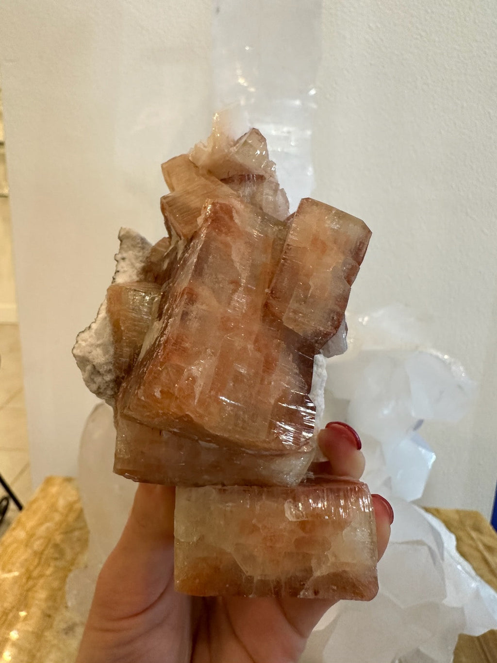 Red Apophyllite Cube with Stilbite on Matrix from Pune, India | Minerals | Wiccan Center