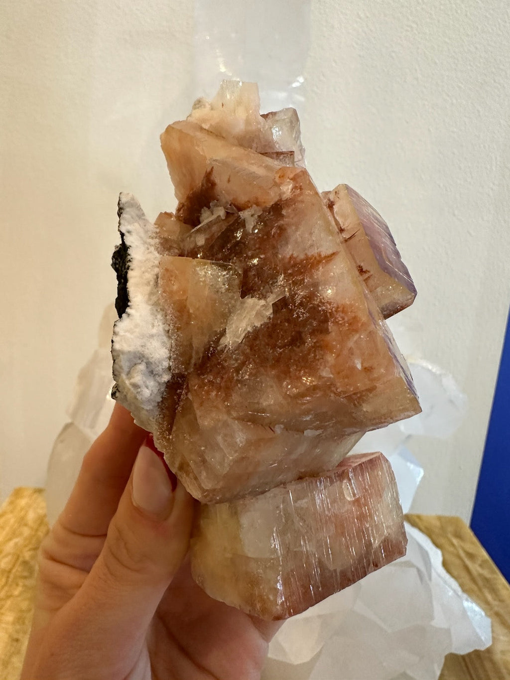 Red Apophyllite Cube with Stilbite on Matrix from Pune, India | Minerals | Wiccan Center