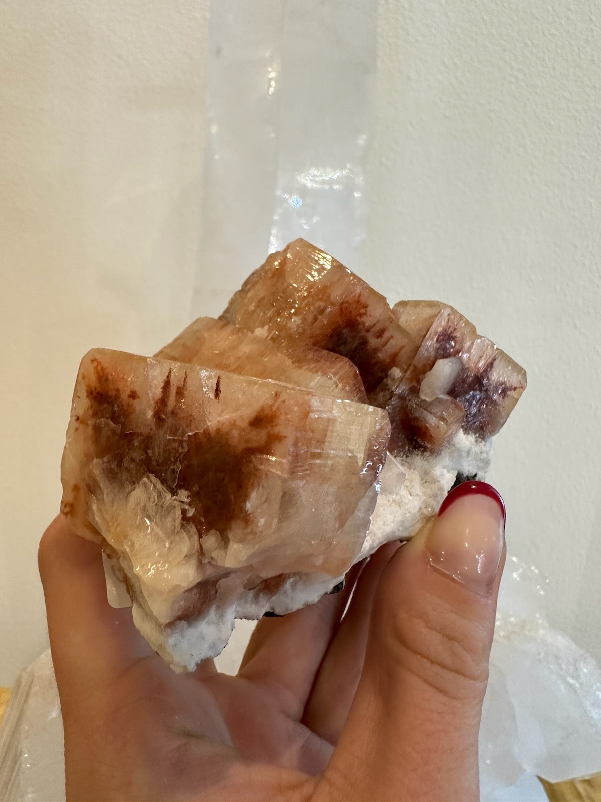 Red Apophyllite Cube with Stilbite on Matrix from Pune, India | Minerals | Wiccan Center