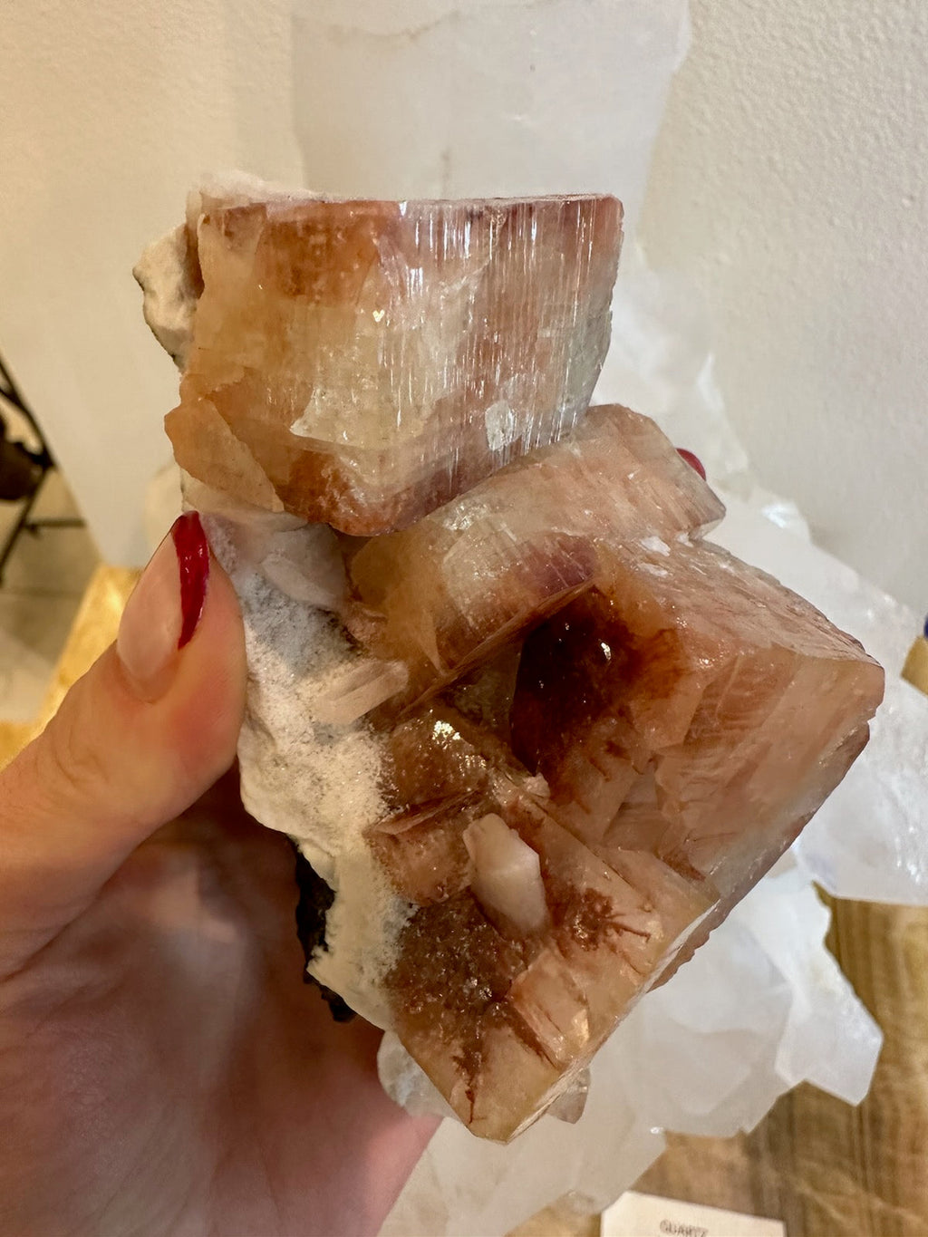 Red Apophyllite Cube with Stilbite on Matrix from Pune, India | Minerals | Wiccan Center