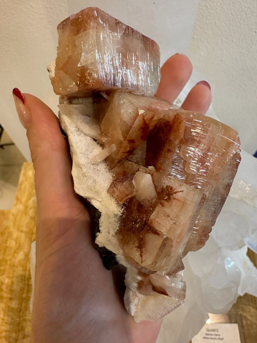 Red Apophyllite Cube with Stilbite on Matrix from Pune, India | Minerals | Wiccan Center