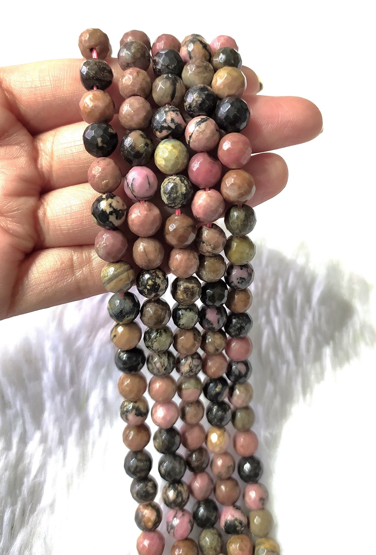 Rhodonite Faceted Beads, Crystal Beads for Jewelry.