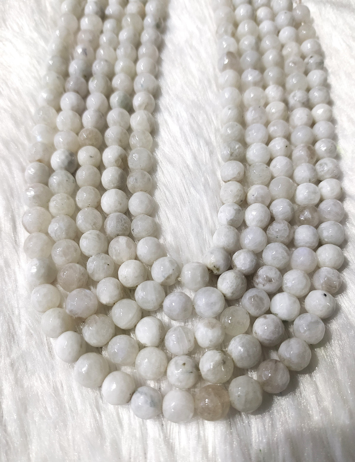 White Rainbow Moonstone Faceted Beads, Crystal Beads for Jewelry.