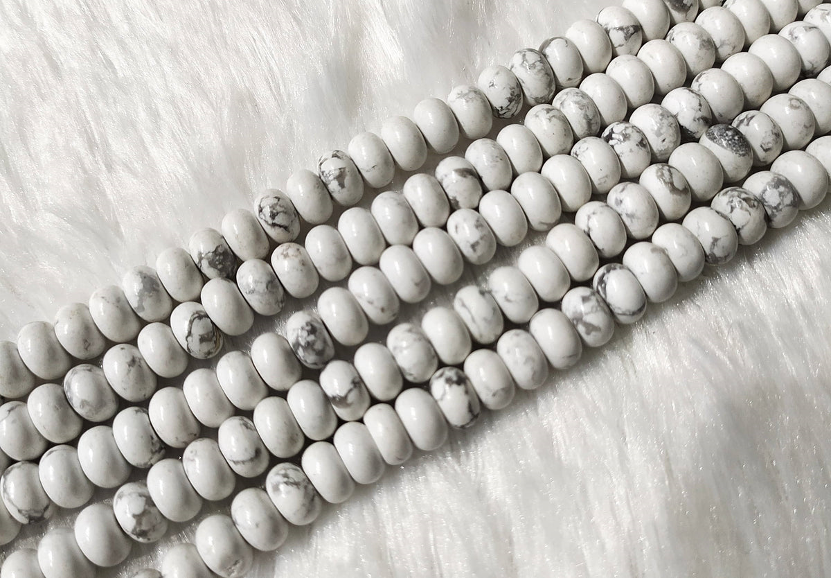 Howlite Rondelle Beads, Crystal Beads for Jewelry.