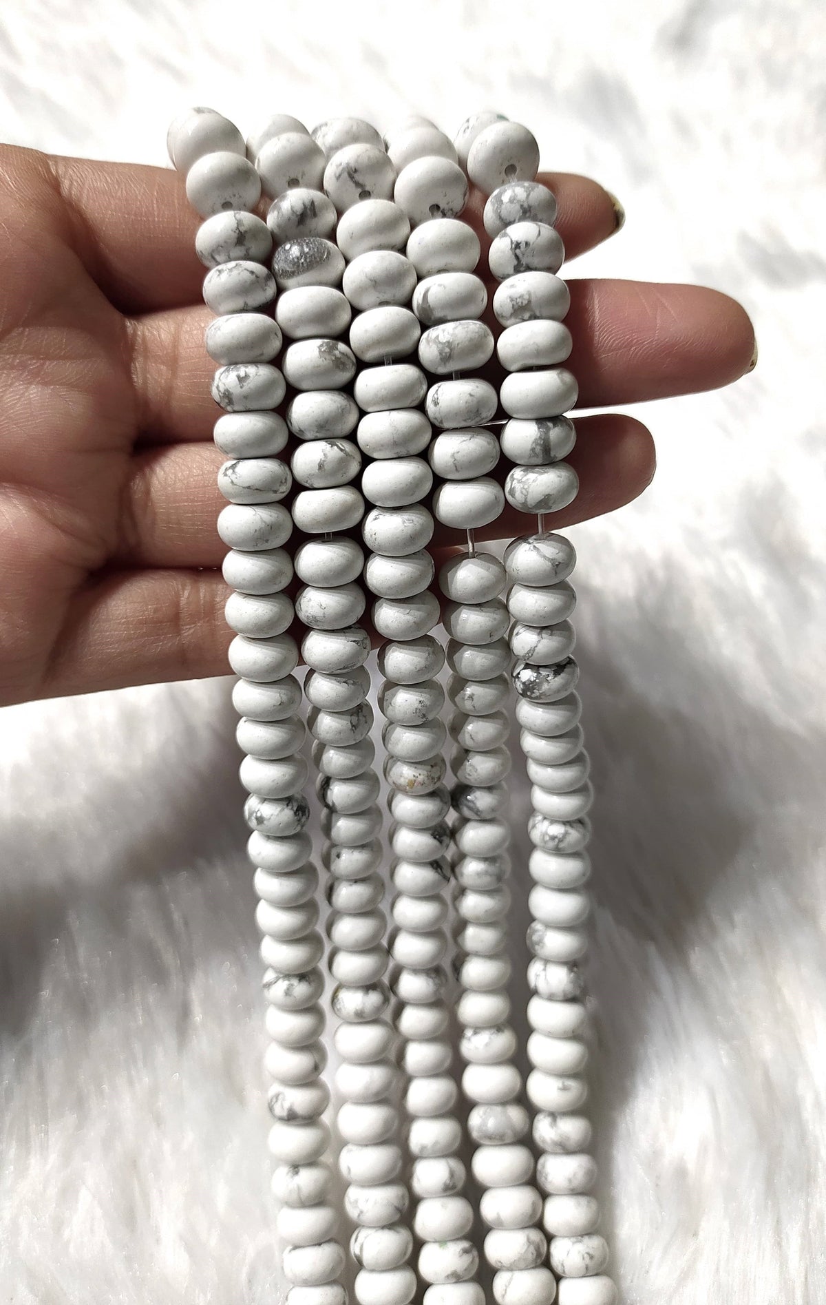 Howlite Rondelle Beads, Crystal Beads for Jewelry.
