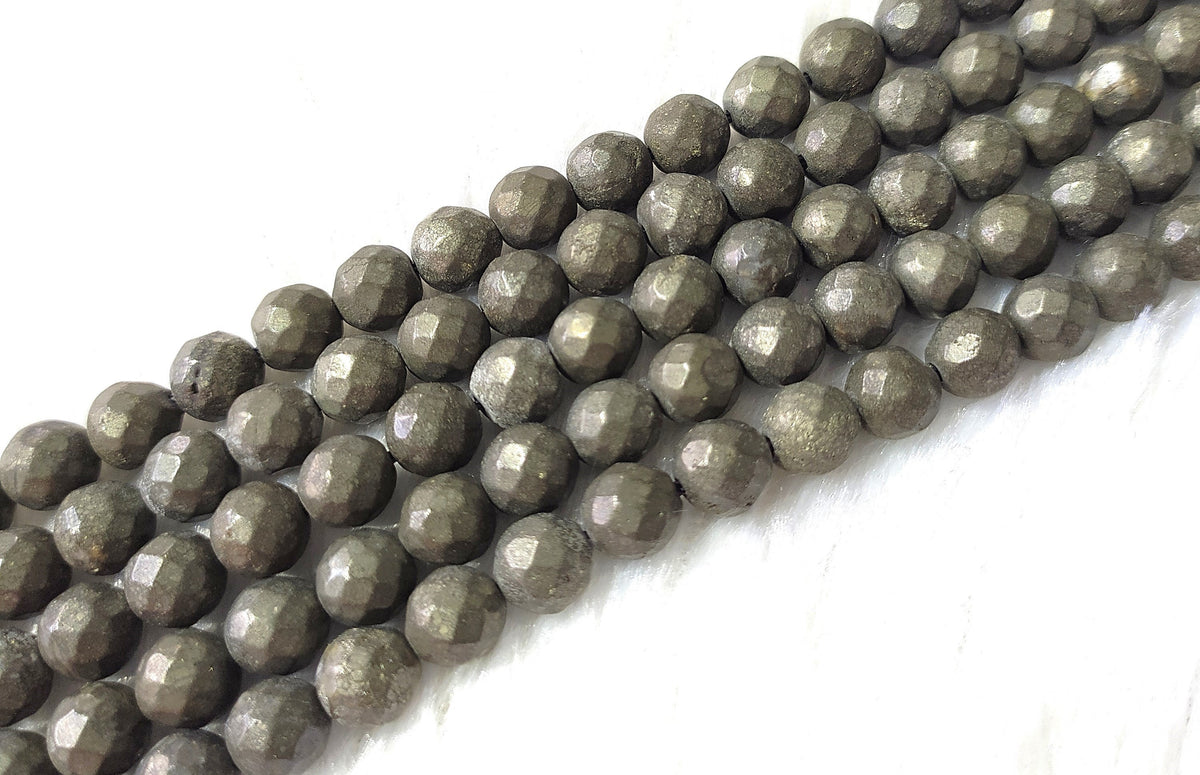 Pyrite Faceted Beads, Crystal Beads for Jewelry.