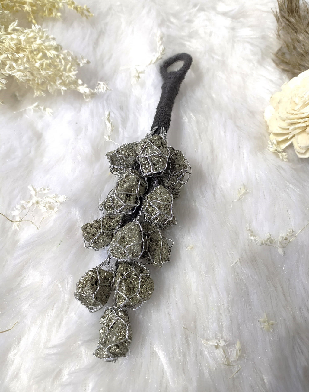 Raw Pyrite Cluster Crystal Hanger | Car Accessories