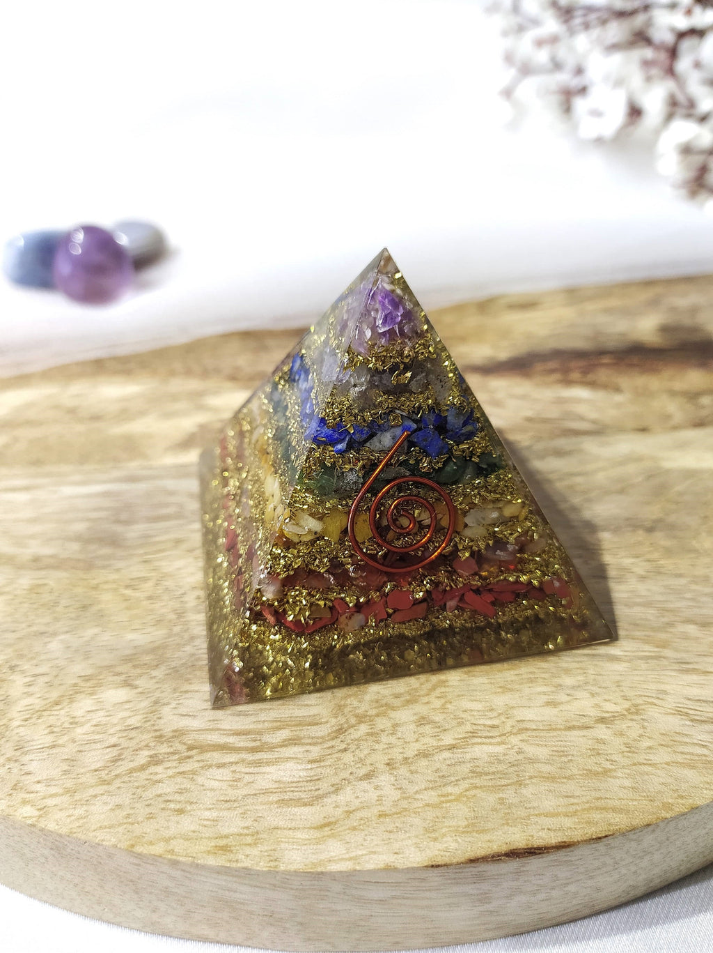 7 Chakra Orgone Pyramid, Crystal Energy Pyramid.