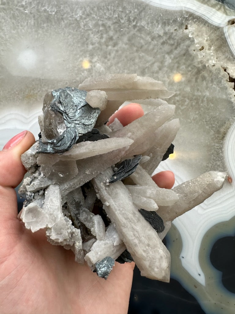 Dogtooth Calcite Cluster with Mica | Minerals | Wiccan Center