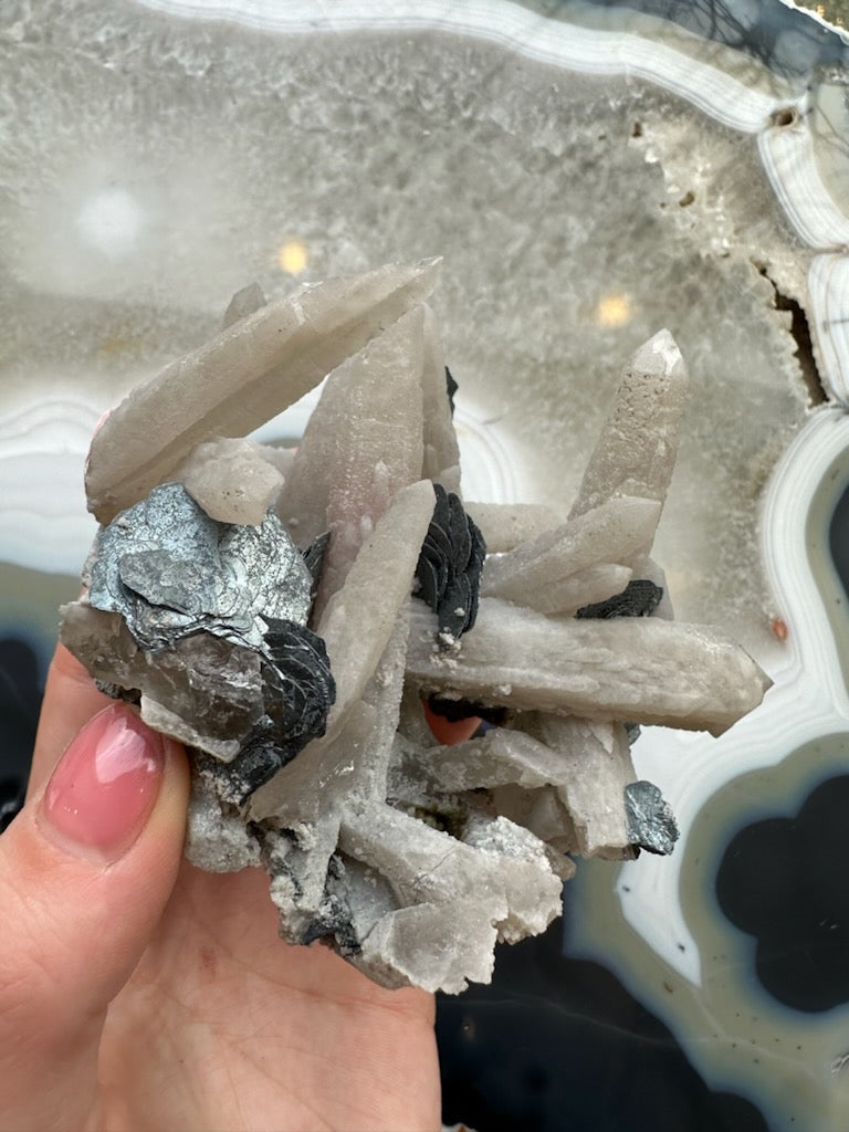 Dogtooth Calcite Cluster with Mica | Minerals | Wiccan Center
