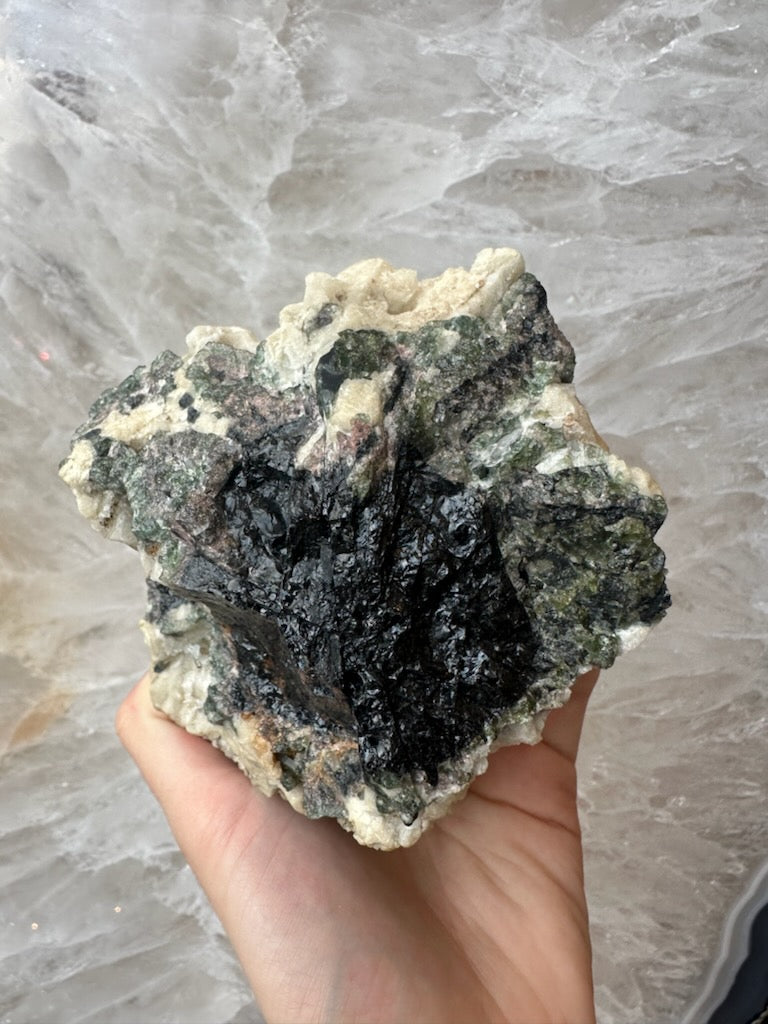 Tourmalinated Albite Cluster 1.1 kg | Minerals | Wiccan Center