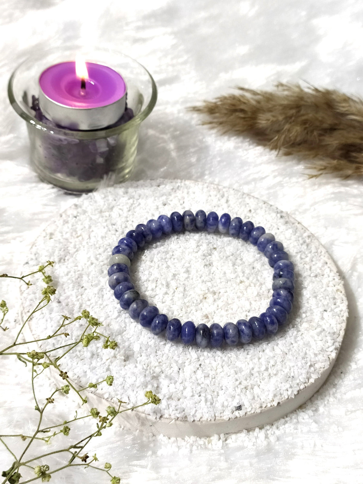 Rondelle Beads Sodalite Bracelets, Healing Crystal Bracelets.