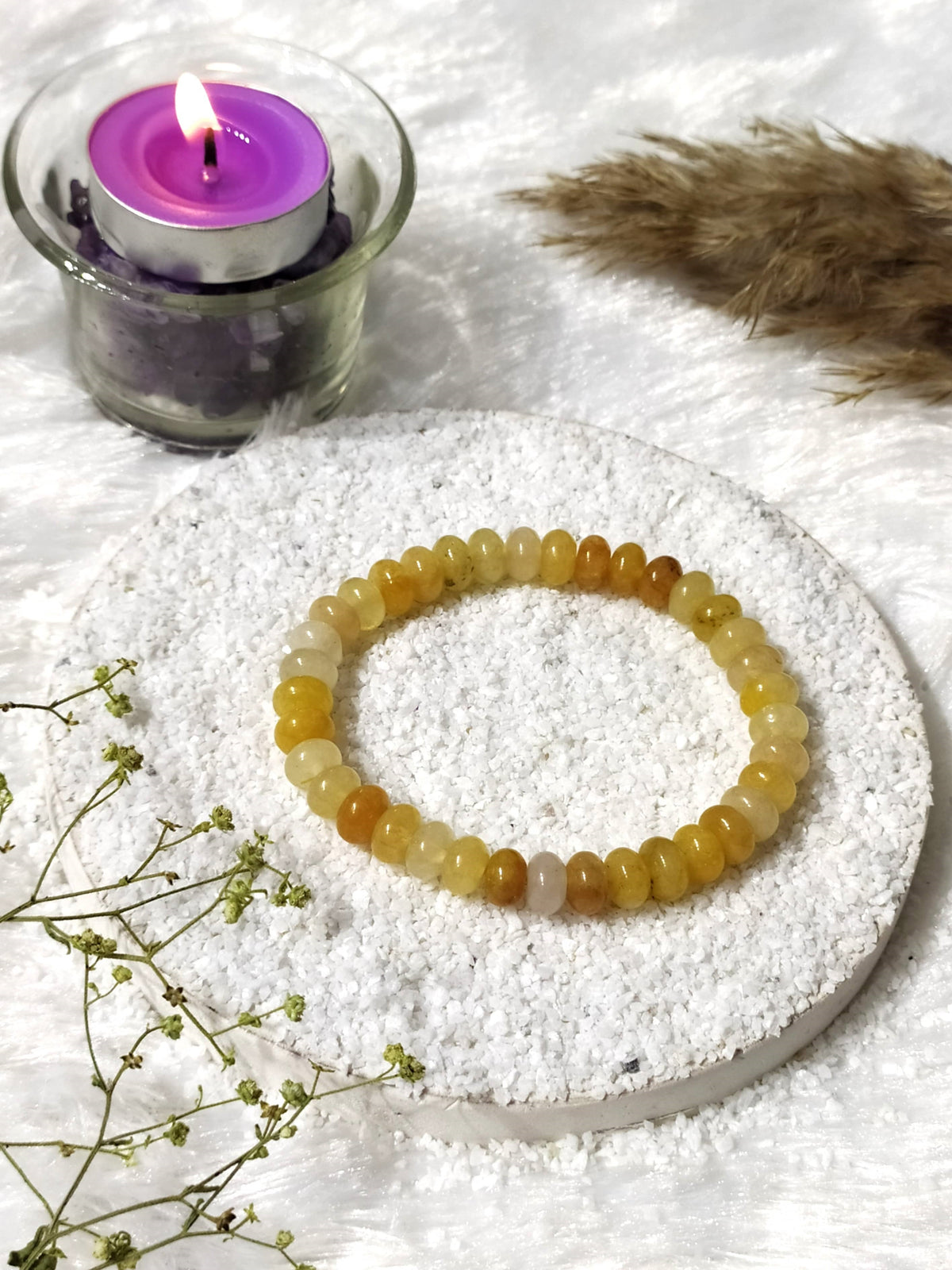 Rondelle Beads Yellow Aventurine Bracelets, Healing Crystal Bracelets.