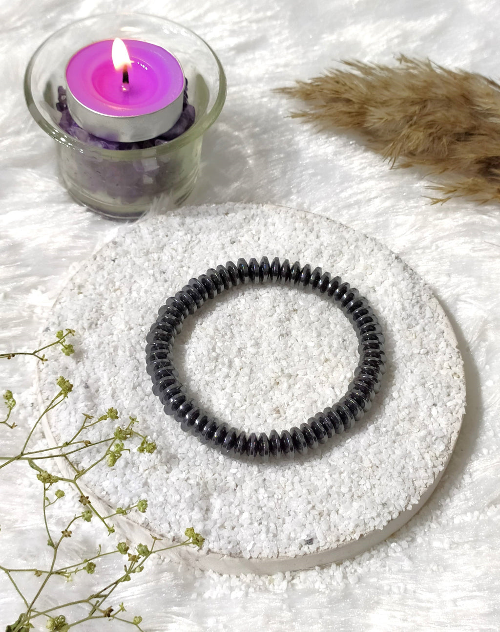 Rondelle Beads Hematite Bracelets, Healing Crystal Bracelets.