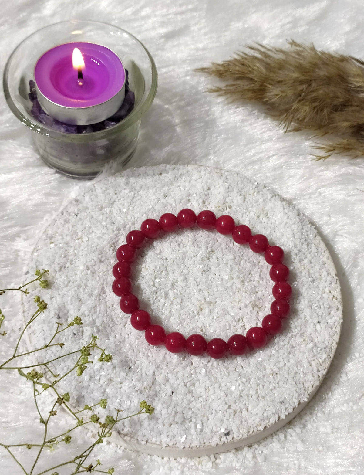 Red Coral Synthetic Bracelet.