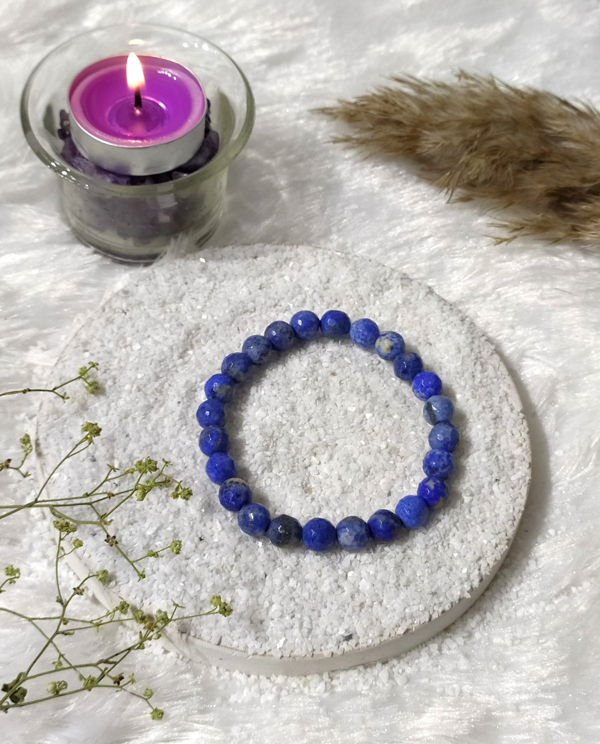 Faceted Lapis Lazuli Beads Bracelet, Crystal Bracelet.