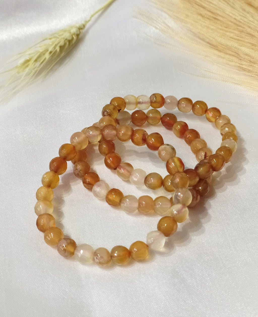 Carnelian Faceted Beads Bracelet, Crystal Bracelet