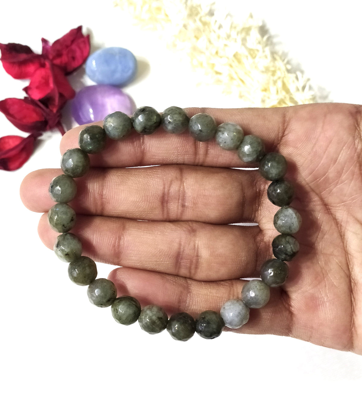 Labradorite Faceted Beads Bracelet, Crystal Bracelet.